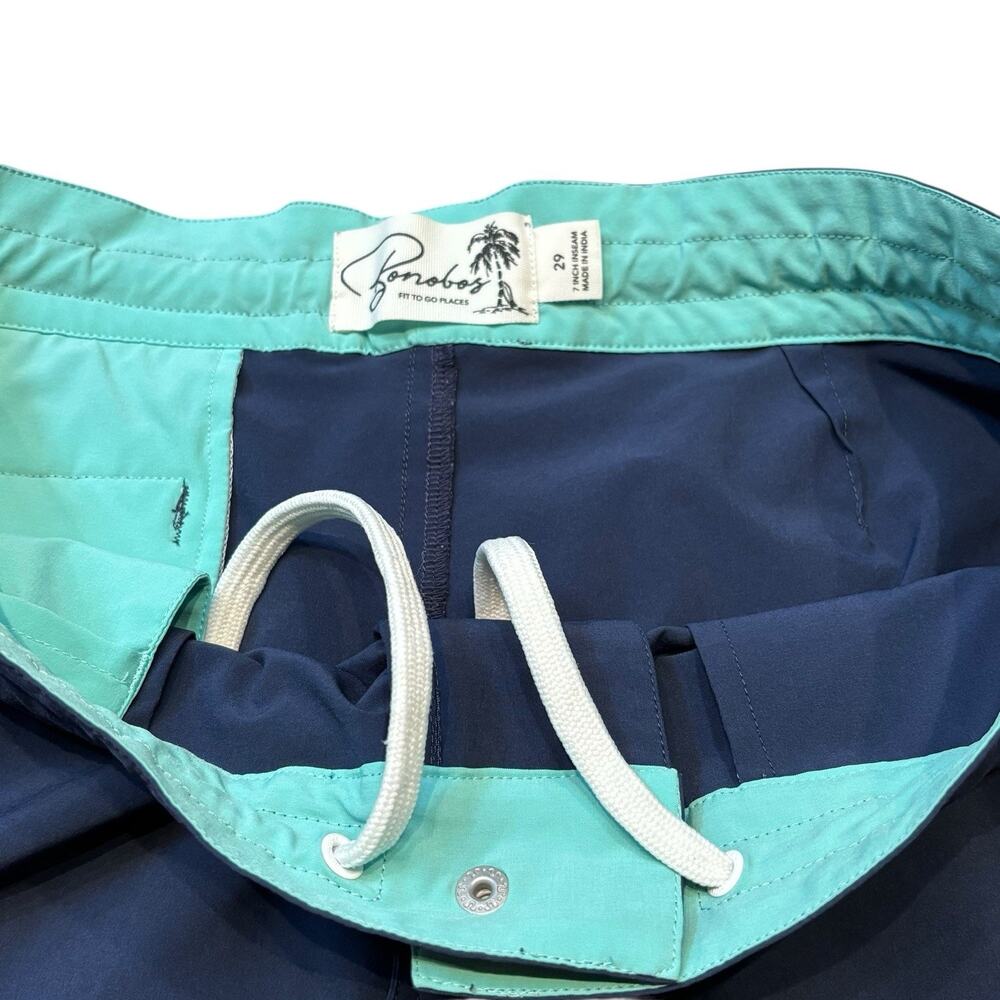 Bonobos Blue Board Shorts Riviera Unlined Drawstring Snap & Zipper Closure 29x7 - Picture 3 of 5